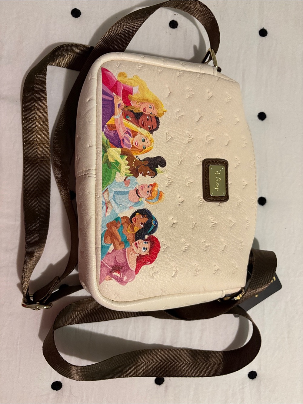 Disney Cream Crossbody Bag with Colorful Princess Artwork